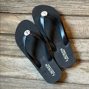 Ralph Lauren Black Classic Flip Flops